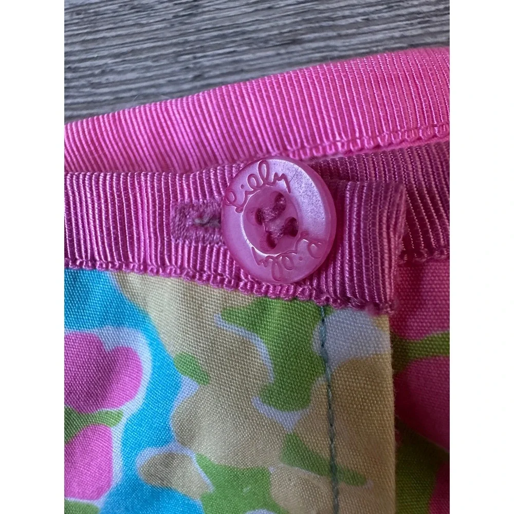 Lilly Pulitzer Mini Skirt Womens 8 Pink Blue Floral Dragonfly Cotton